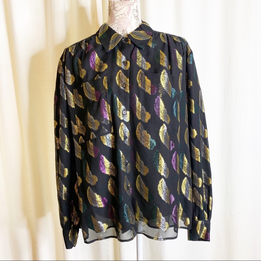 & Other Stories Blouse Black with Metalic Feathers, Fancy blouse